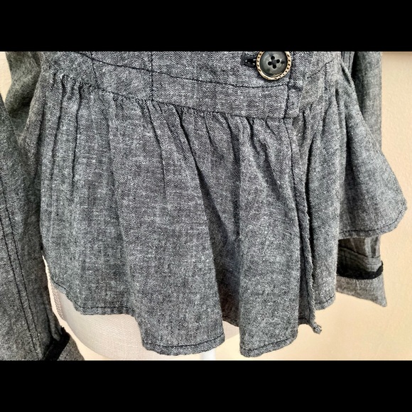 Vintage Free People Victorian Ruffle Back Jacket, Sz Medium, Charcoal Gray, RARE - Picture 3 of 14